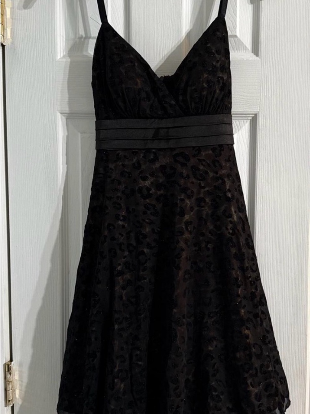 1. State Black Velvet Leopard-Texture Midi Dress